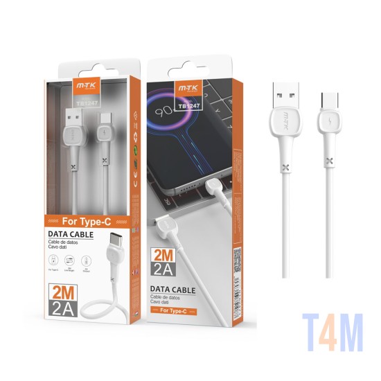 MTK DATA CABLE TB1247 BL FOR TYPE C 2.4A 2M WHITE